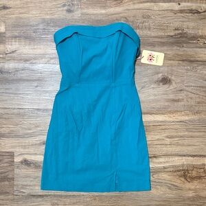 Strapless Teal Mini Dress
